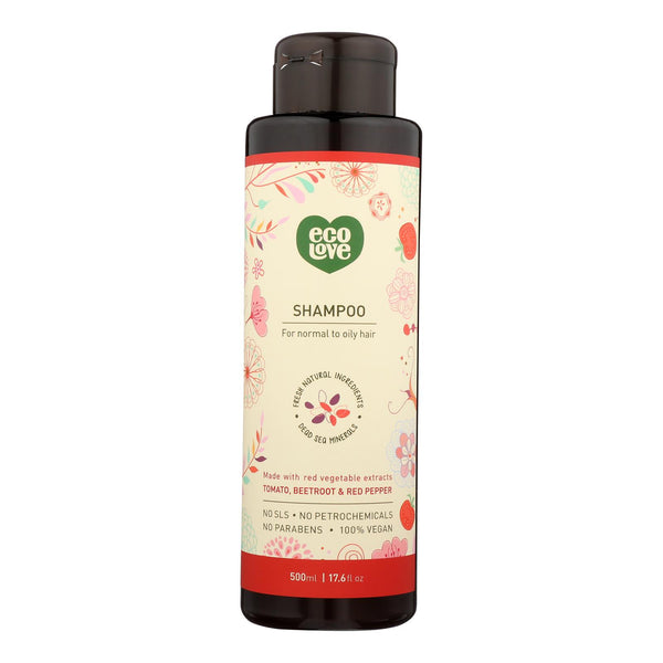 Ecolove Shampoo - Red Vegetables Shampoofor Normal To Oily Hair - Case of 1 - 17.6 fl Ounce.