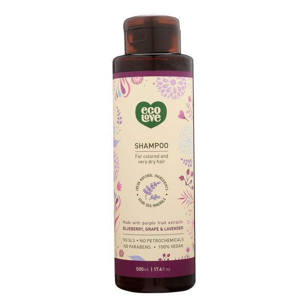 Ecolove Shampoo - Purple Fruit Shampoo For Colored and Very Dry Hair  - Case of 1 - 17.6 fl Ounce.