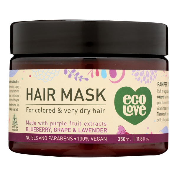 Ecolove Hair Mask - Purple Fruit Hair Mask For Colored and Very Dry Hair  - Case of 1 - 11.8 Ounce.