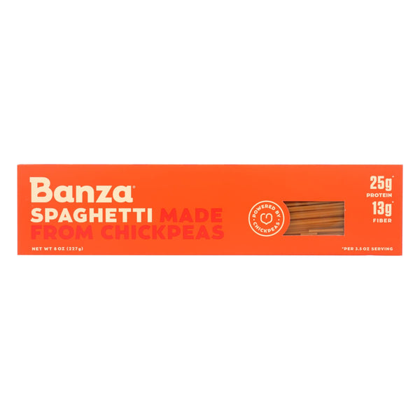 Banza - Chickpea Pasta - Spaghetti - Case of 12 - 8 Ounce.