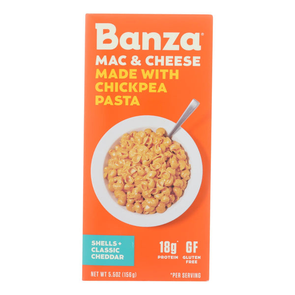 Banza - Chickpea Pasta Mac and Cheese - Shells and Classic Cheddar - Case of 6 - 5.5 Ounce.