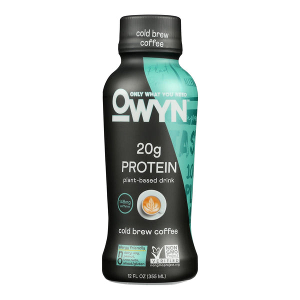 Only What You Need - Plant Based Protein Shake - Cold Brew Coffee - Case of 12 - 12 fl Ounce.