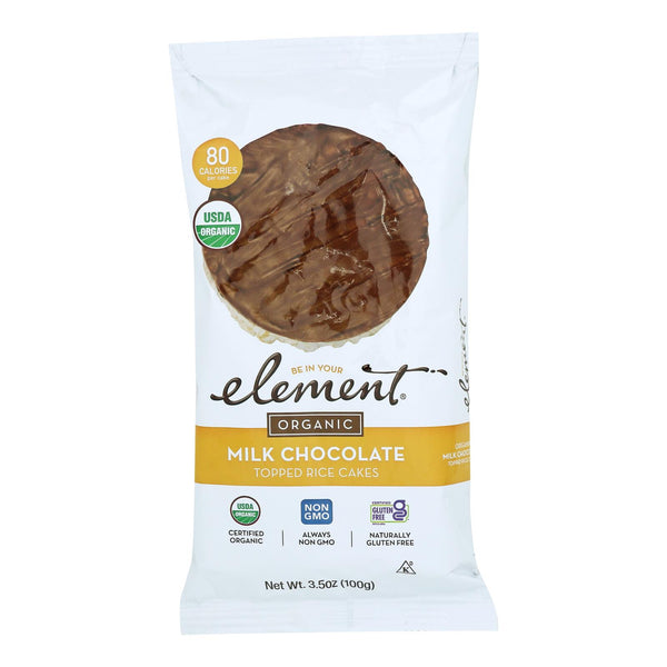 Element Organic Dipped Rice Cakes - Milk Chocolate - Case of 6 - 3.5 Ounce