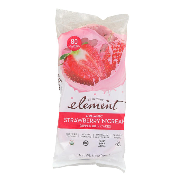 Element Organic Dipped Rice Cakes - Strawberry'N'Cream - Case of 6 - 3.5 Ounce