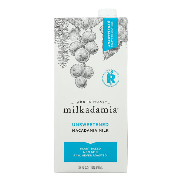 Milkadamia Milk - Unsweetened - Case of 6 - 32 Fl Ounce.