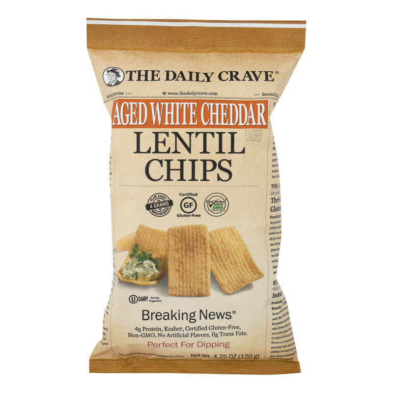 The Daily Crave - Lentil Chip Aged Wht Chd - Case of 8 - 4.25 Ounce