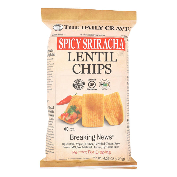 The Daily Crave Spicy Sriracha Lentil Chips - Case of 8 - 4.25 Ounce
