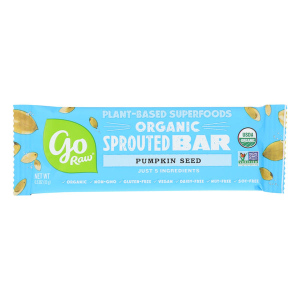 Go Raw - Organic Sprouted Bar - Pumpkin Seed  - Case of 10 - 0.5 Ounce.