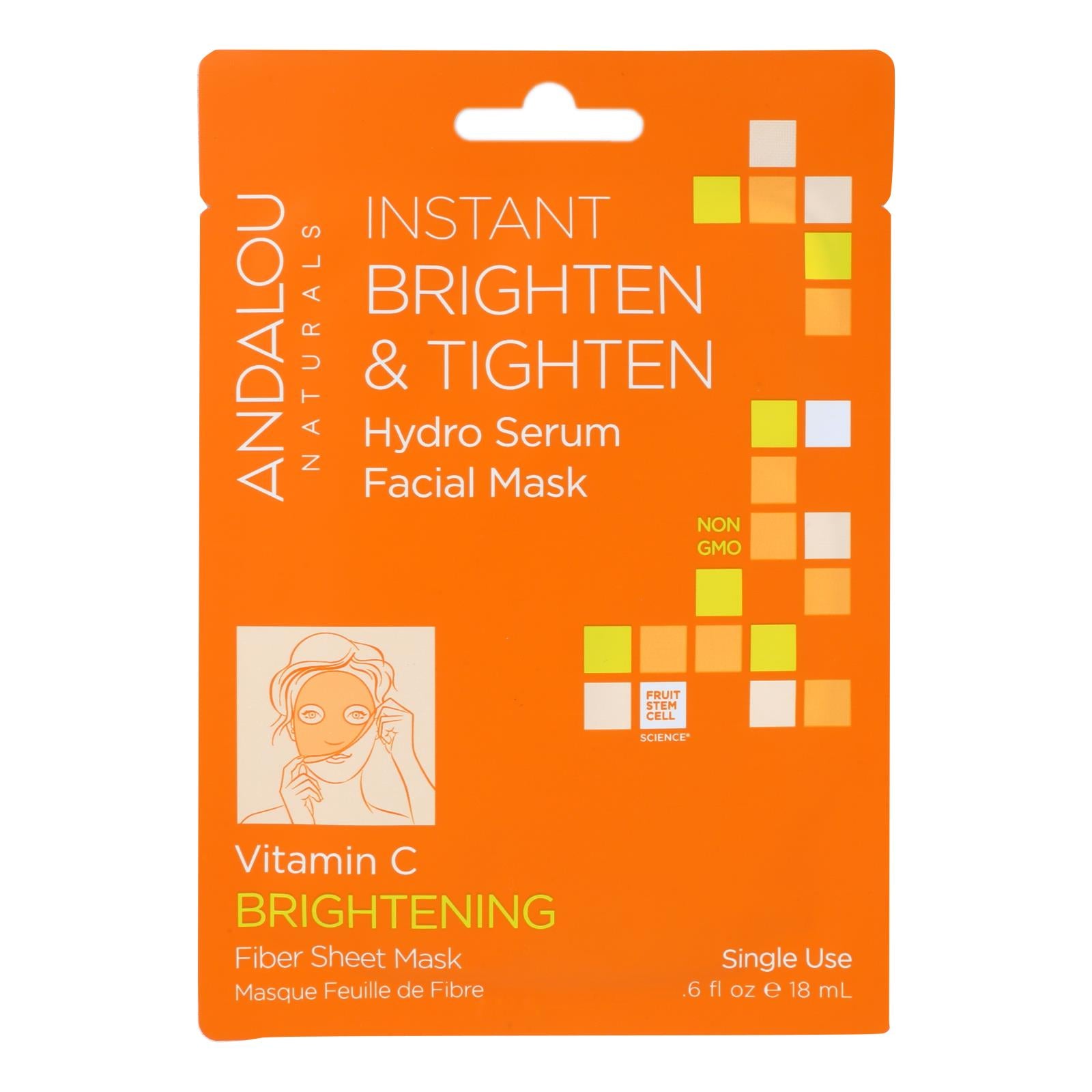 andalou Naturals Instant Brighten & Tighten Facial Mask - Vitamin C - Case of 6 - 0.6 fl Ounce