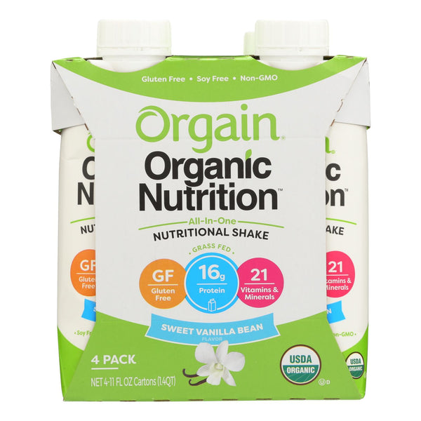 Orgain Organic Nutrition Shake - Vanilla Bean - 11 fl Ounce - Case of 12
