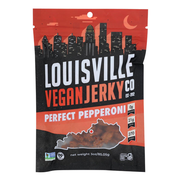 Louisville Vegan Jerky - Jerky Vegan Pepperoni - Case of 10 - 3 Ounce