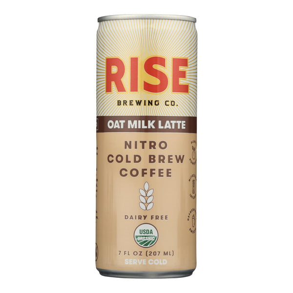Rise Brewing Co. Nitro Cold Brew Coffee, Oat Milk Latte - Case of 12 - 7 Fluid Ounce