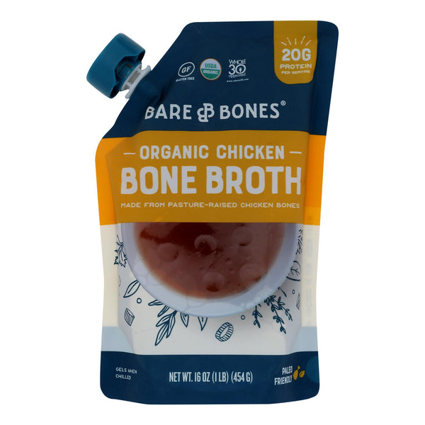 Bare Bones Chicken Bone Broth  - Case of 6 - 16 Fluid Ounce