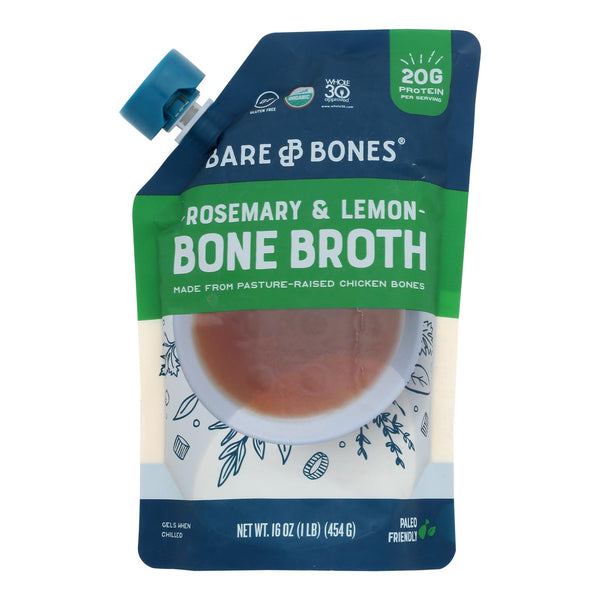 Bare Bones Rosemary & Lemon Bone Broth  - Case of 6 - 16 Fluid Ounce