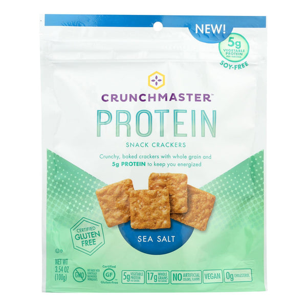 Crunchmaster Protein Crackers - Sea Salt - Case of 12 - 3.54 Ounce