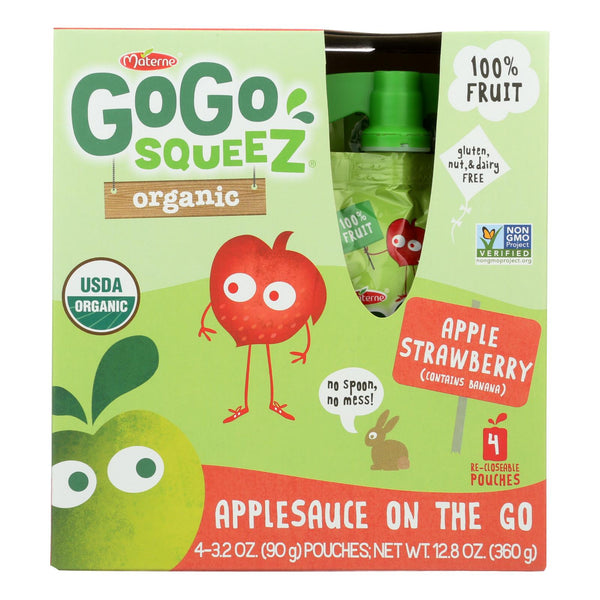 GoGo Squeeze Applesauce - Apple strawberry - Case of 12 - 3.2 Ounce.