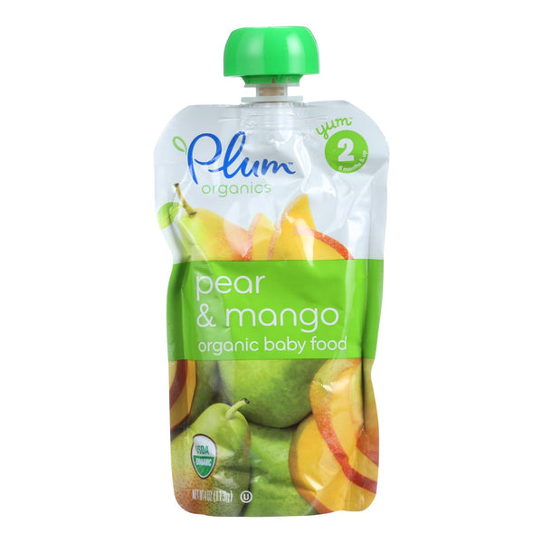 Plum Organics Baby Food - Organic - Pear and Mango - Stage 2 - 6 Months and Up - 3.5 .Ounce - Case of 6