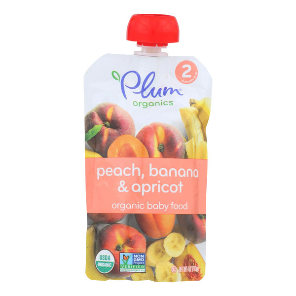 Plum Organics Baby Food - Organic - Apricot and Banana - Stage 2 - 6 Months and Up - 3.5 .Ounce - Case of 6