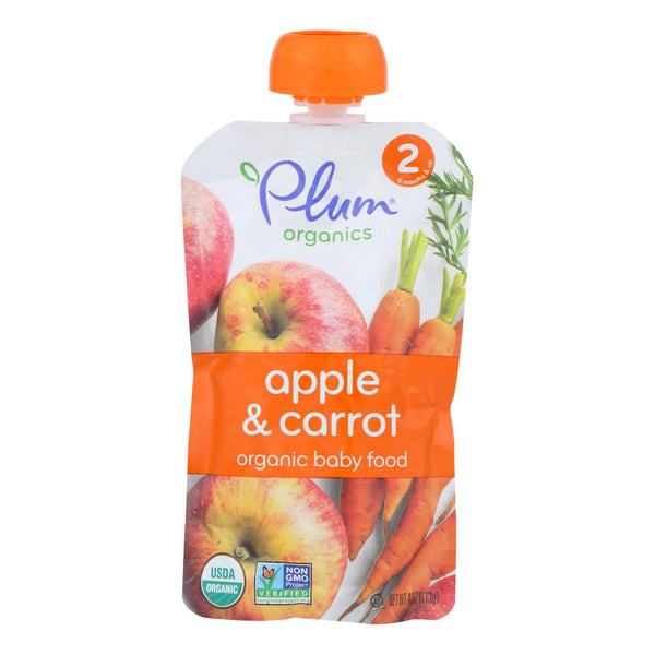 Plum Organics Baby Food - Organic -Apple and Carrot - Stage 2 - 6 Months and Up - 3.5 .Ounce - Case of 6