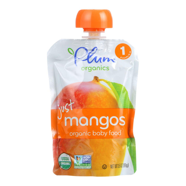 Plum Organics Just Fruit - Organic - Mangoes - Stage 1 - 4 Months and Up - 3.5 Ounce - Case of 6
