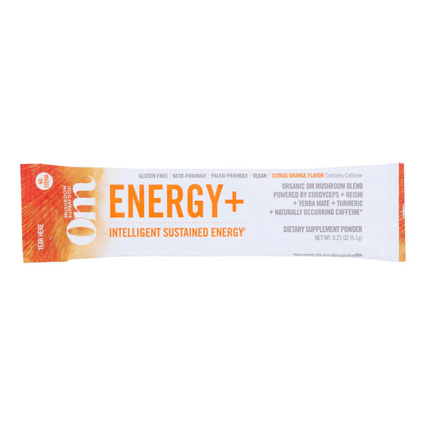 Om Organic Mushroom Nutrition Energy Citrus Orange Dietary Supplement Powder  - Case of 10 - .21 Ounce