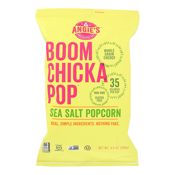 Angie's Kettle Corn Boom Chicka Pop Sea Salt Popcorn - Case of 12 - 4.8 Ounce.