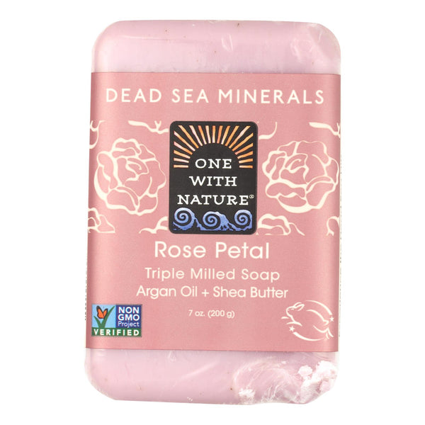 One With Nature Dead Sea Mineral Rose Petal Soap - 7 Ounce