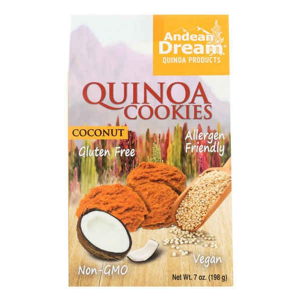 Andean Dream Gluten Free Quinoa Cookies Coconut - Case of 6 - 7 Ounce.