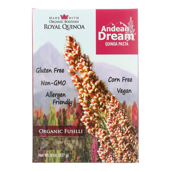 Andean Dream Gluten Free Organic Fusilli Quinoa Pasta - Case of 12 - 8 Ounce.