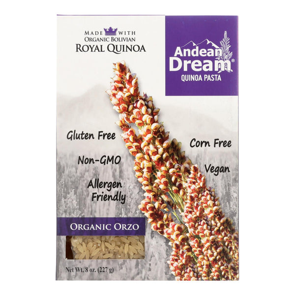 Andean Dream Gluten Free Organic Orzo Quinoa Pasta - Case of 12 - 8 Ounce.