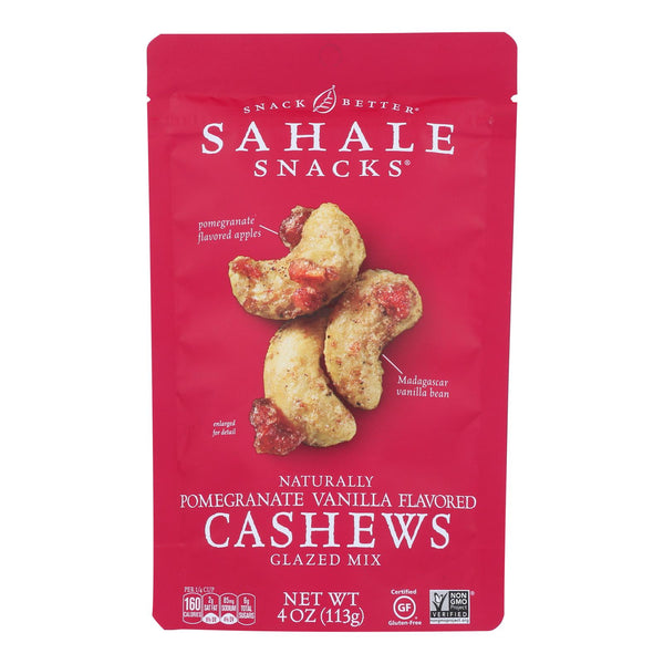 Sahale Snacks Cashews Glazed Nuts - Pomegranate and Vanilla - Case of 6 - 4 Ounce.