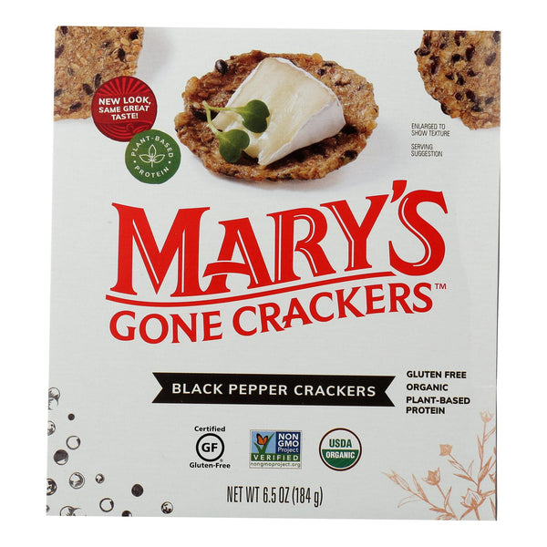 Mary's Gone Crackers Black Pepper Crackers  - Case of 6 - 6.5 Ounce