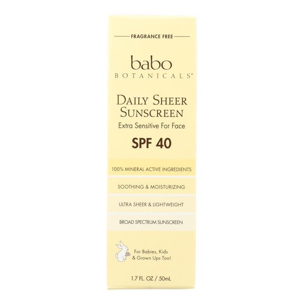 Babo Botanicals - Sunscreen - Daily Sheer - SPF 40 - 1.7 Ounce