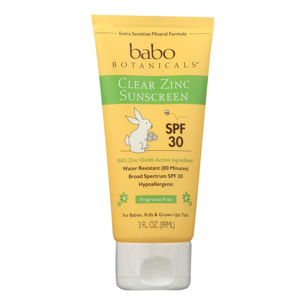Babo Botanicals - Sunscreen - Clear Zinc Unscented SPF 30 - 3 Ounce