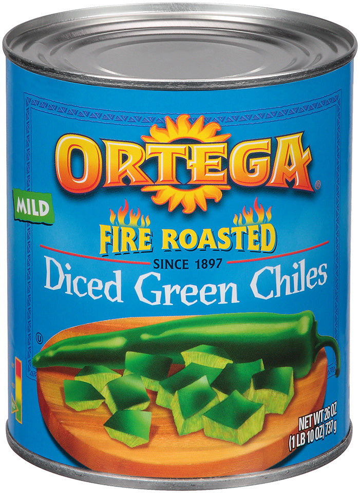 Diced Green Chiles 26 Ounce Size - 12 Per Case.