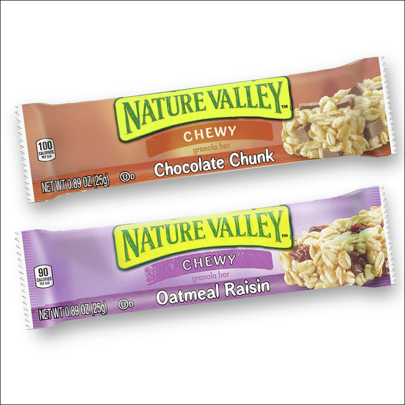Nature Valley™ Chewy Granola Bars Varietypack Chocolate Chunk And Oatmeal Raisin 0.89 Ounce Size - 120 Per Case.