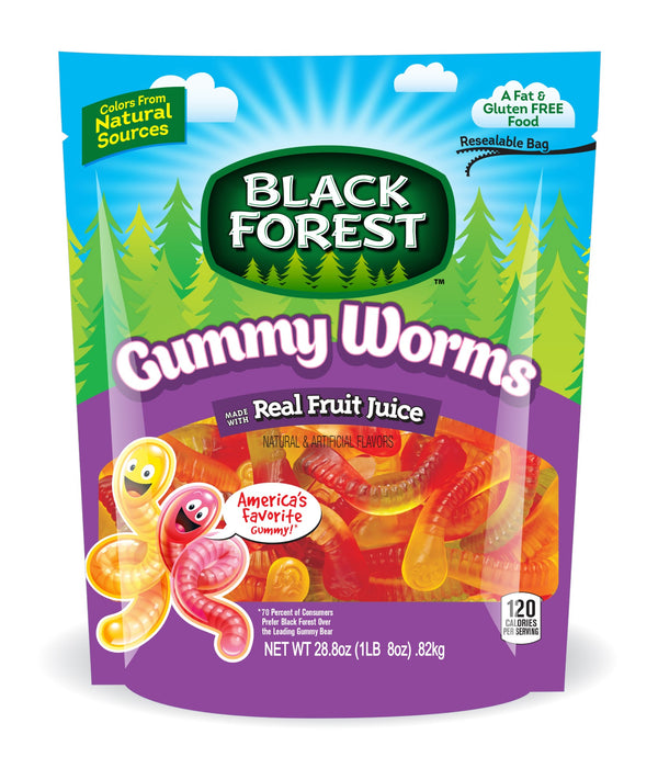 Black Forest Gummy Worms Candy 28.8 Ounce Size - 6 Per Case.