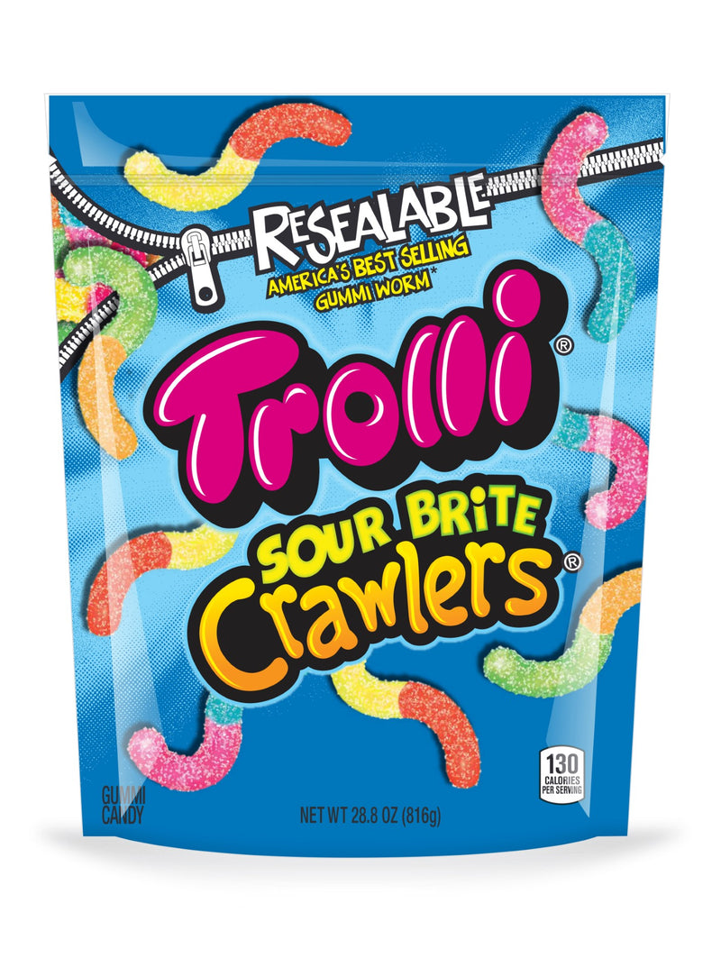 Trolli Sour Brite Crawlers Gummi Worms Sub 28.8 Ounce Size - 6 Per Case.