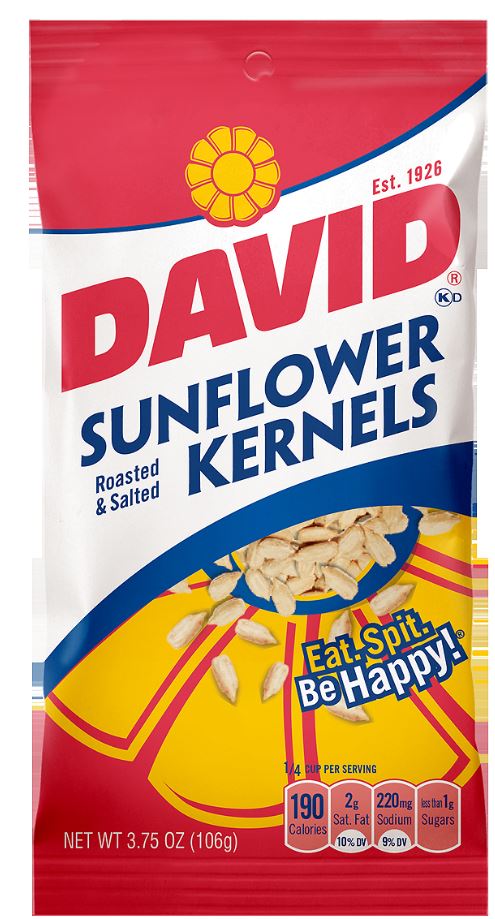 David Sunflower Kernels 3.75 Ounce Size - 12 Per Case.