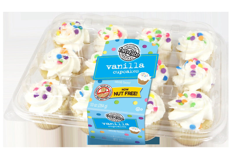 Two Bite Vanilla Cupcakes Everyday 10 Ounce Size - 12 Per Case.