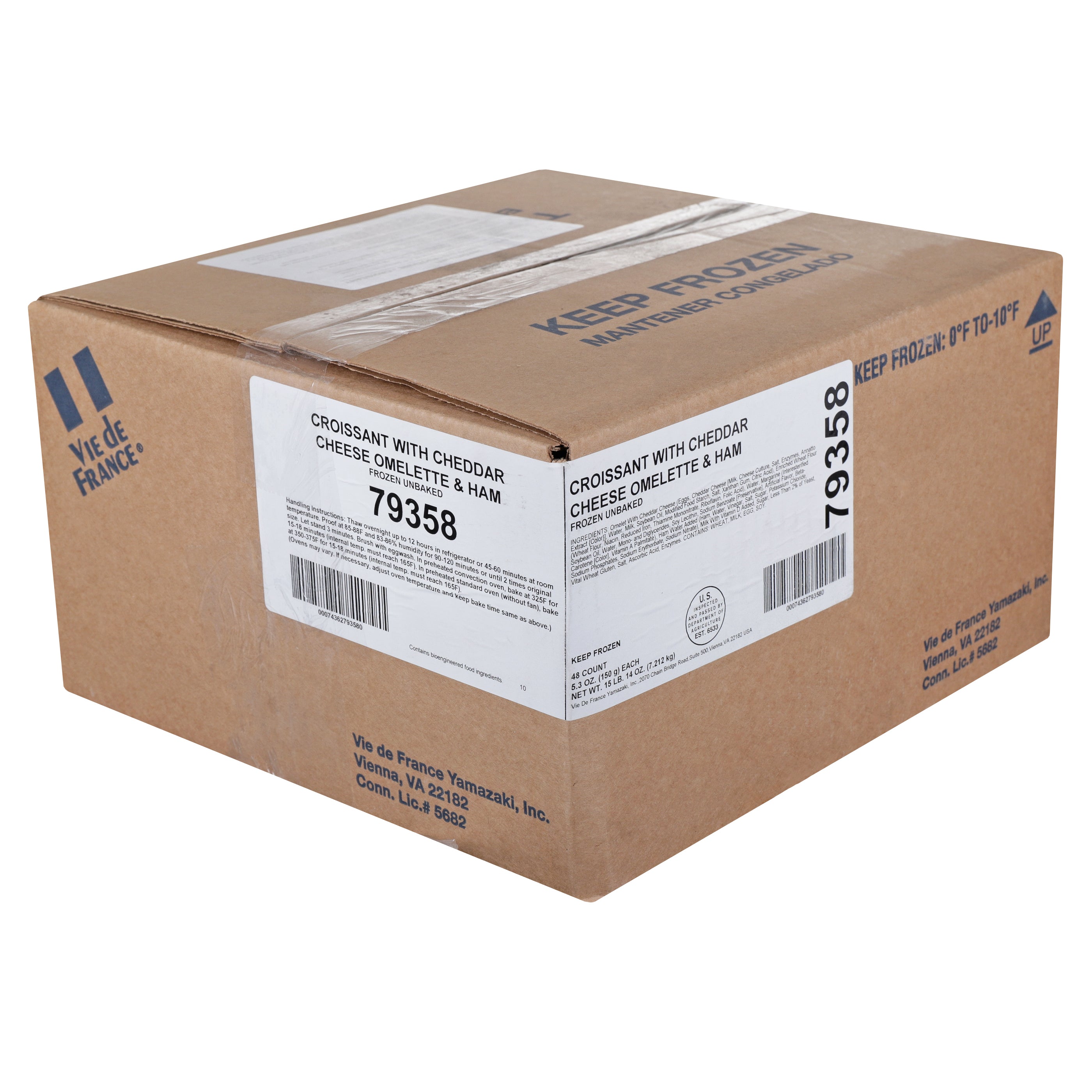 Croissant Ham Egg Cheese Dough 5.3 Ounce Size - 48 Per Case.