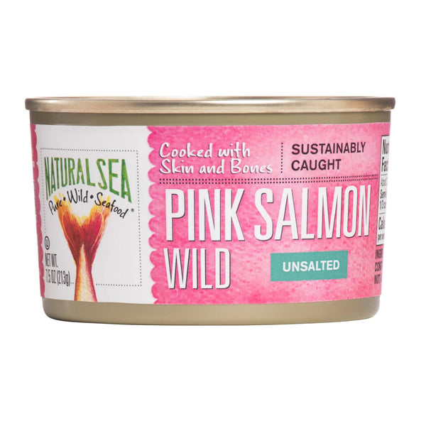 Natural Sea Wild Pink Salmon, Unsalted - Case of 12 - 7.5 Ounce