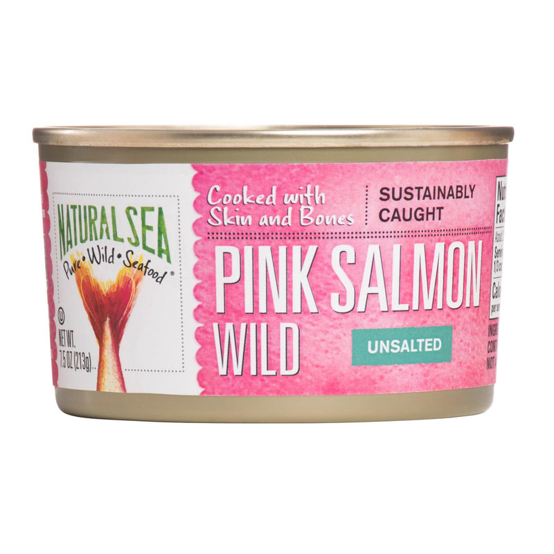 Natural Sea Wild Pink Salmon, Unsalted - Case of 12 - 7.5 Ounce