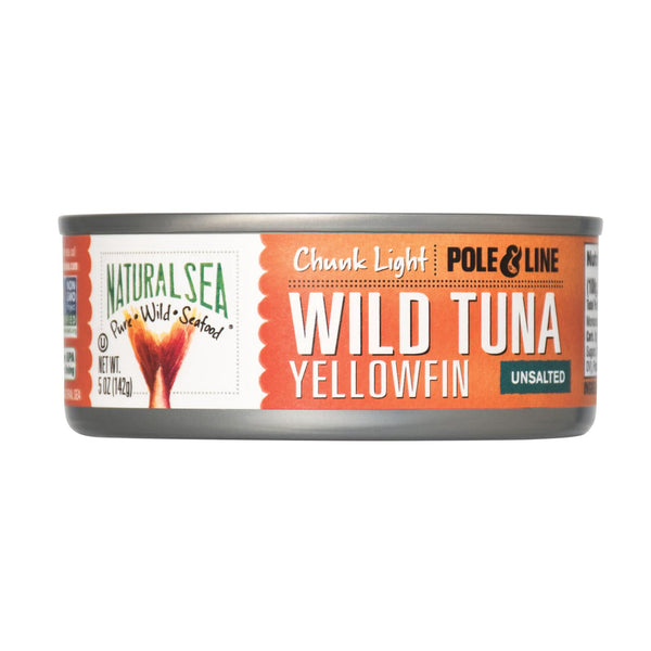 Natural Sea Wild Yellowfin Tuna, Unsalted, Chunk Light - Case of 12 - 5 Ounce