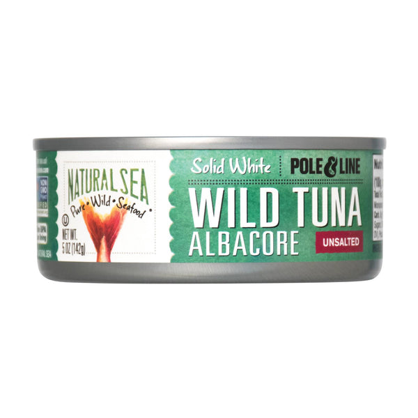 Natural Sea Wild Albacore Tuna, Unsalted, Solid White - Case of 12 - 5 Ounce