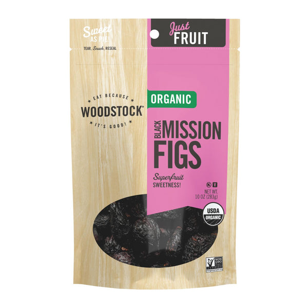 Woodstock Organic Unsweetened Black Mission Figs - Case of 8 - 10 Ounce