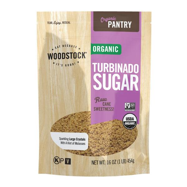 Woodstock Organic Turbinado Sugar - Case of 12 - 16 Ounce