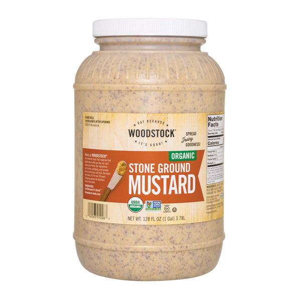Woodstock Organic Stone Ground Mustard - Case of 4 - 128 Ounce