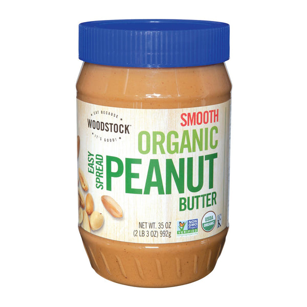 Woodstock Organic Smooth Easy Spread Peanut Butter - Case of 12 - 35 Ounce