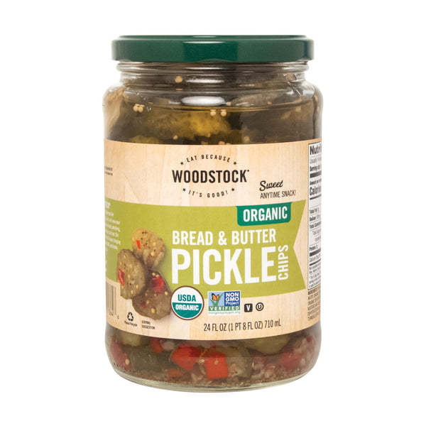 Woodstock Organic Bread and Butter Pickles - Case of 6 - 24 Ounce